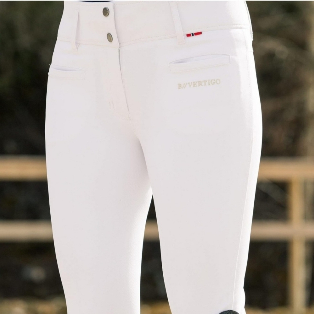 B Vertigo White Show Breeches, Full Seat